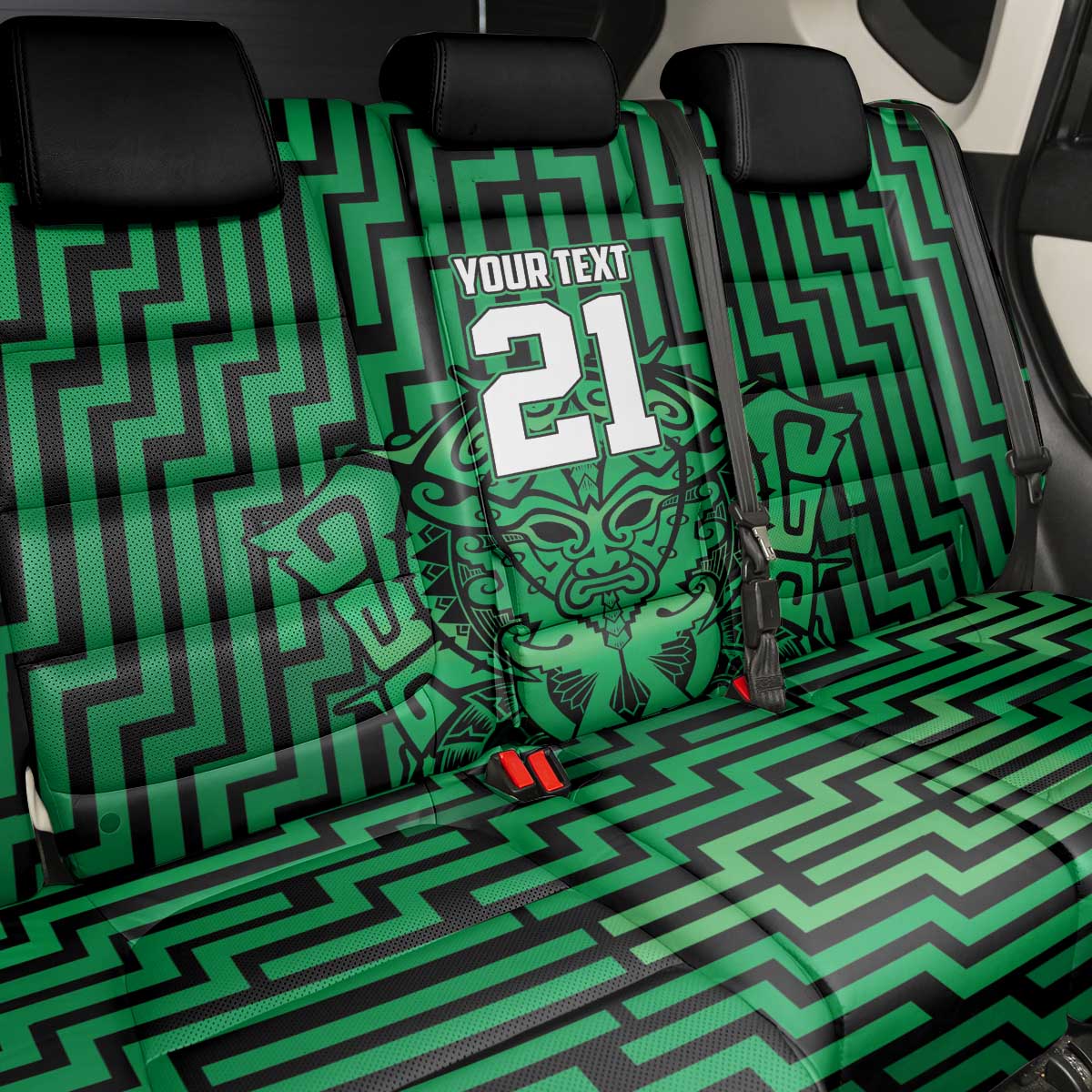 Custom Basketball New Zealand Back Car Seat Cover Green Maori Ta Moko Indigenous - Aussie Hoodie