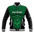 Custom Basketball New Zealand Baseball Jacket Green Maori Ta Moko Indigenous - Aussie Hoodie