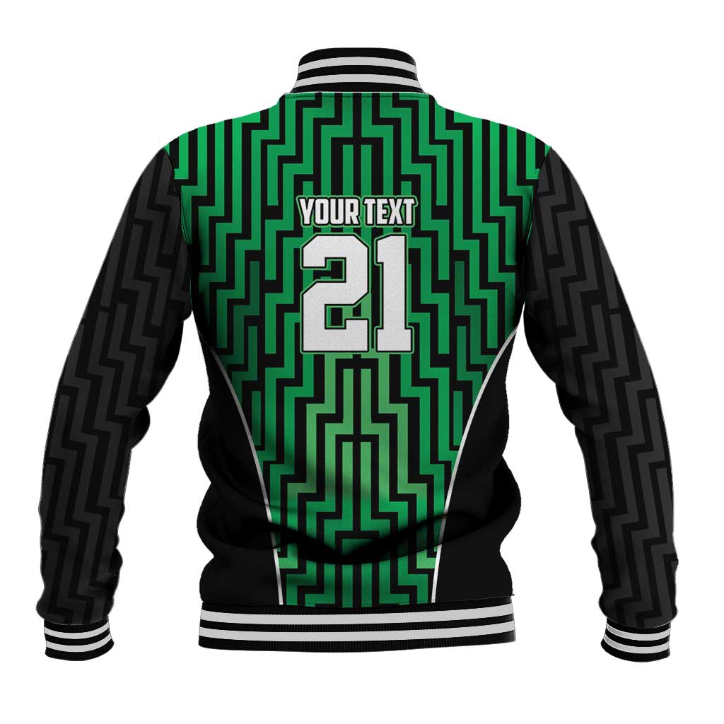 Custom Basketball New Zealand Baseball Jacket Green Maori Ta Moko Indigenous - Aussie Hoodie