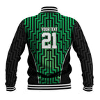 Custom Basketball New Zealand Baseball Jacket Green Maori Ta Moko Indigenous - Aussie Hoodie