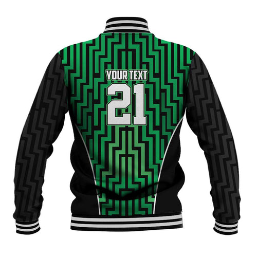 Custom Basketball New Zealand Baseball Jacket Green Maori Ta Moko Indigenous - Aussie Hoodie