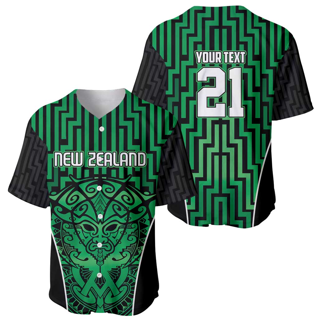 Custom Basketball New Zealand Baseball Jersey Green Maori Ta Moko Indigenous - Aussie Hoodie