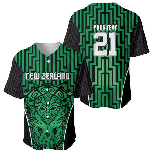 Custom Basketball New Zealand Baseball Jersey Green Maori Ta Moko Indigenous - Aussie Hoodie