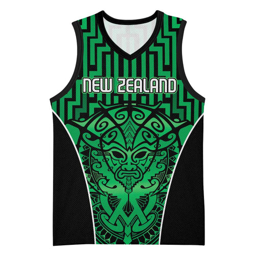 Custom Basketball New Zealand Basketball Jersey Green Maori Ta Moko Indigenous - Aussie Hoodie