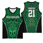 Custom Basketball New Zealand Basketball Jersey Green Maori Ta Moko Indigenous - Aussie Hoodie