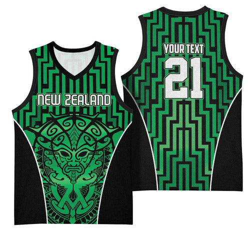 Custom Basketball New Zealand Basketball Jersey Green Maori Ta Moko Indigenous - Aussie Hoodie
