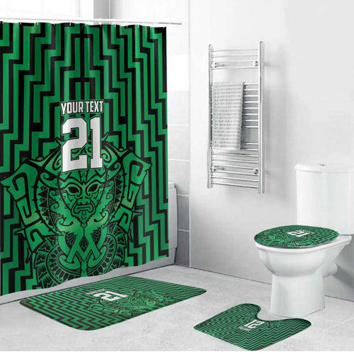 Custom Basketball New Zealand Bathroom Set Green Maori Ta Moko Indigenous - Aussie Hoodie