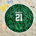 Custom Basketball New Zealand Beach Blanket Green Maori Ta Moko Indigenous - Aussie Hoodie