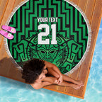 Custom Basketball New Zealand Beach Blanket Green Maori Ta Moko Indigenous - Aussie Hoodie