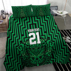 Custom Basketball New Zealand Bedding Set Green Maori Ta Moko Indigenous - Aussie Hoodie