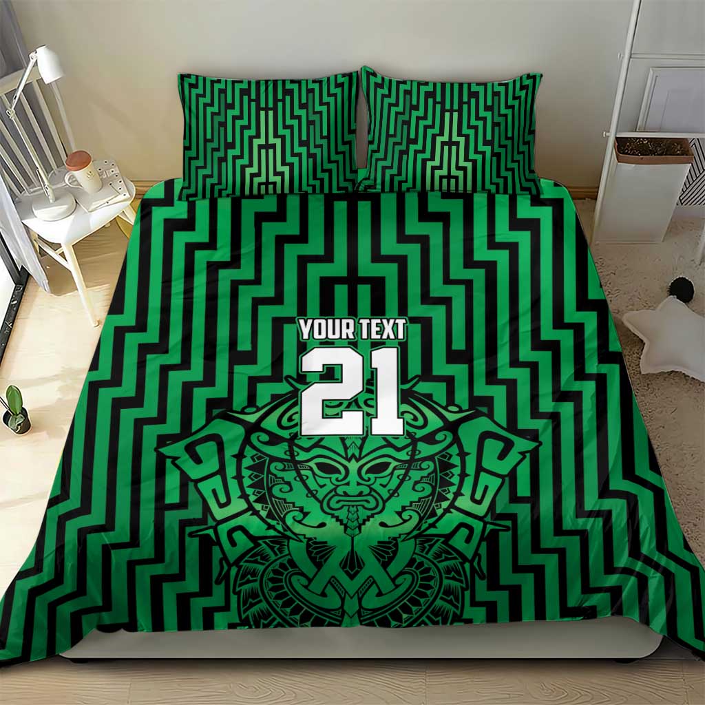 Custom Basketball New Zealand Bedding Set Green Maori Ta Moko Indigenous - Aussie Hoodie