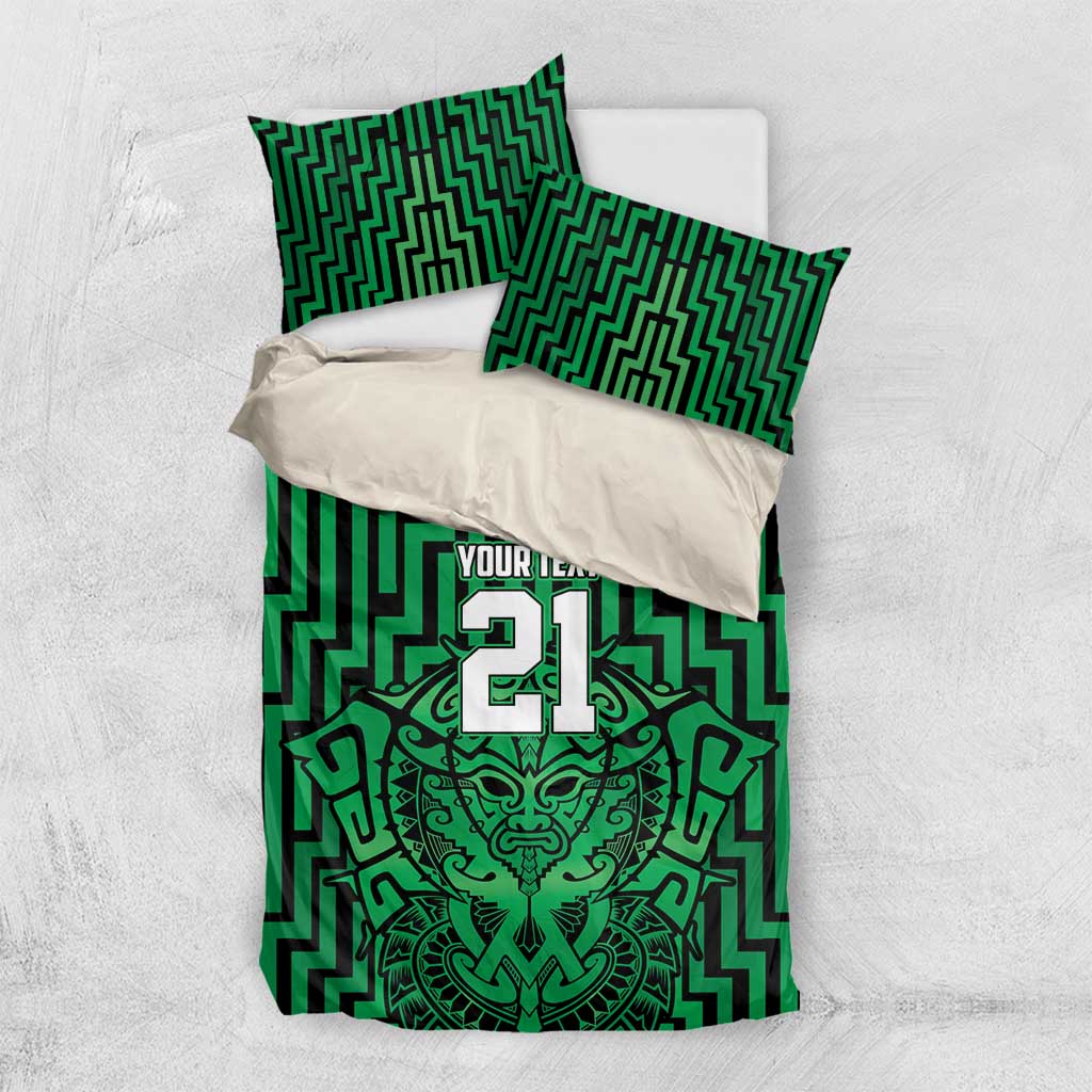 Custom Basketball New Zealand Bedding Set Green Maori Ta Moko Indigenous - Aussie Hoodie
