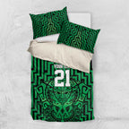 Custom Basketball New Zealand Bedding Set Green Maori Ta Moko Indigenous - Aussie Hoodie