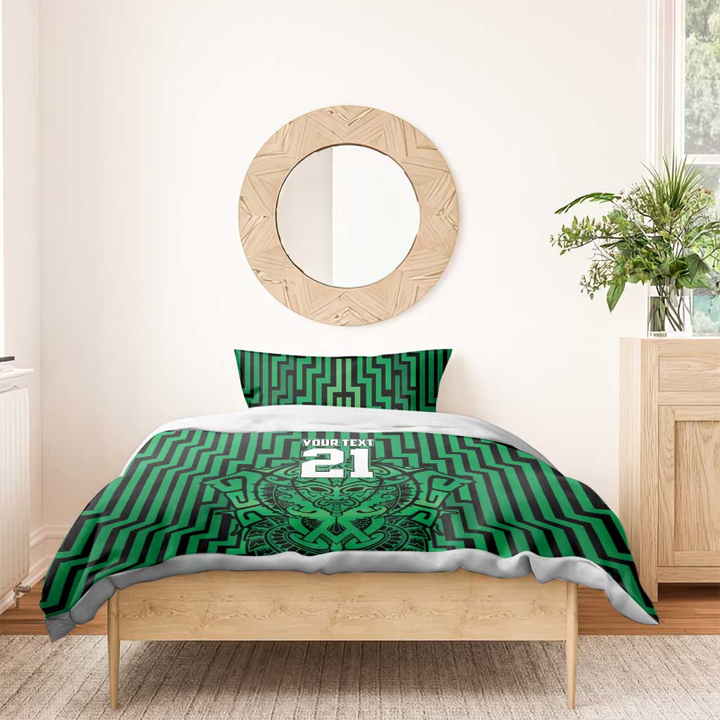 Custom Basketball New Zealand Bedding Set Green Maori Ta Moko Indigenous - Aussie Hoodie