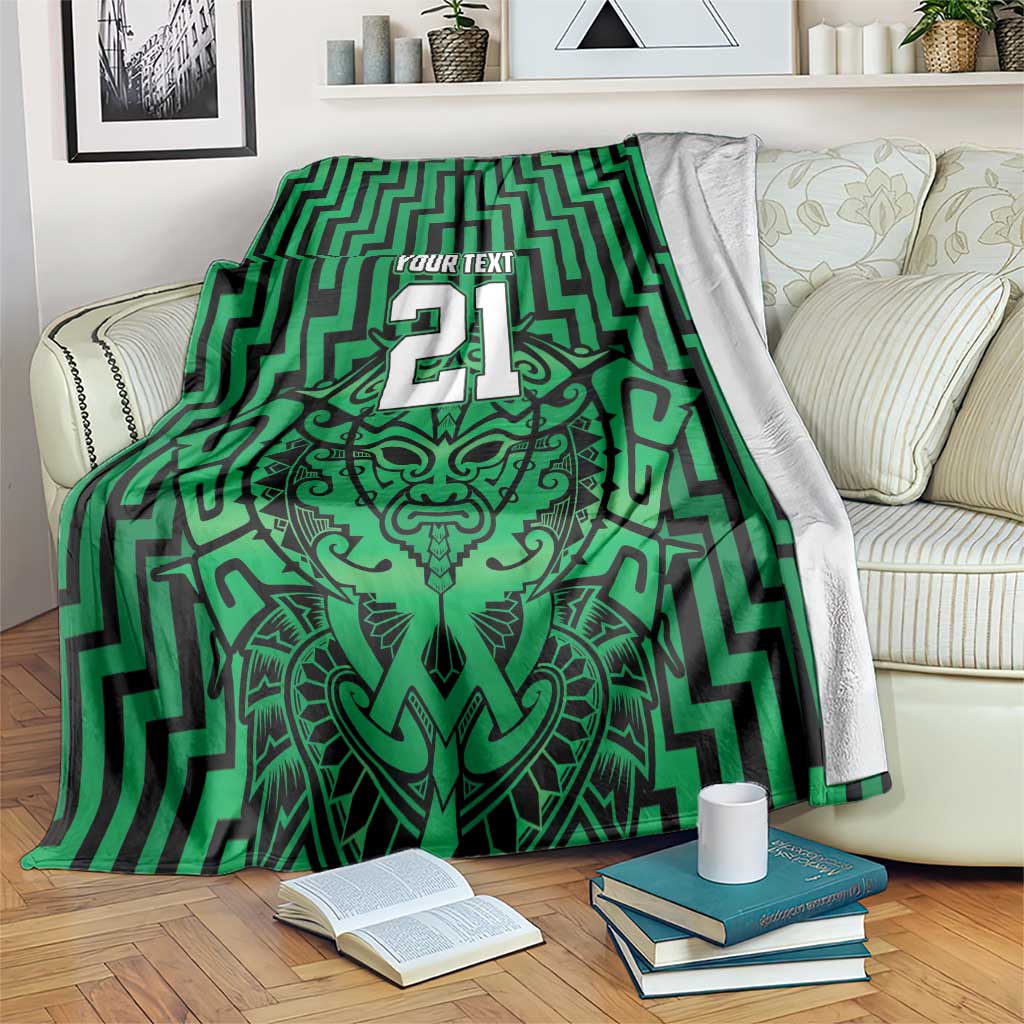Custom Basketball New Zealand Blanket Green Maori Ta Moko Indigenous - Aussie Hoodie