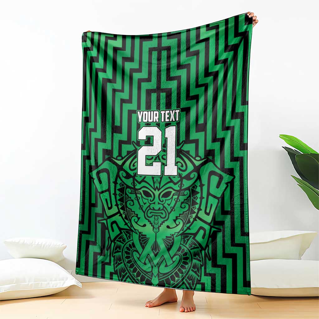 Custom Basketball New Zealand Blanket Green Maori Ta Moko Indigenous - Aussie Hoodie