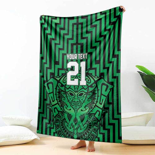Custom Basketball New Zealand Blanket Green Maori Ta Moko Indigenous - Aussie Hoodie