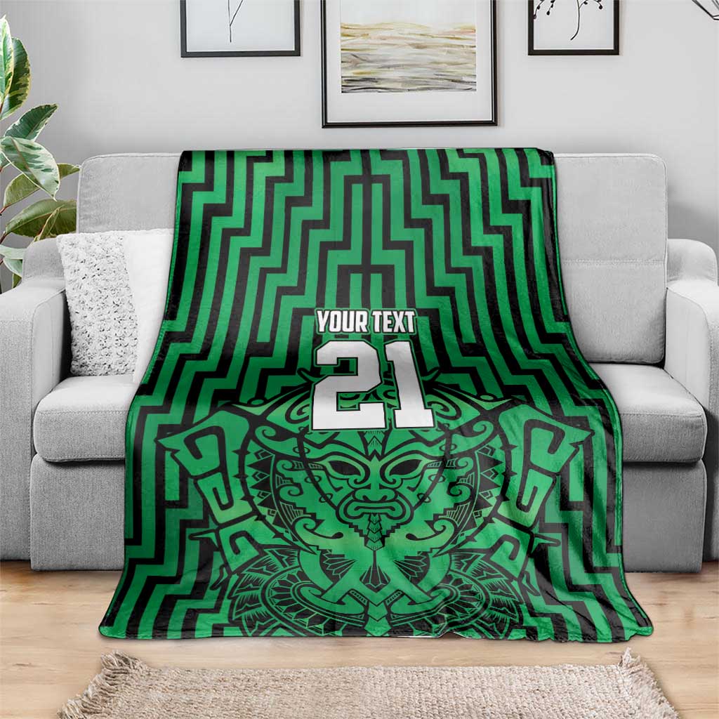 Custom Basketball New Zealand Blanket Green Maori Ta Moko Indigenous - Aussie Hoodie