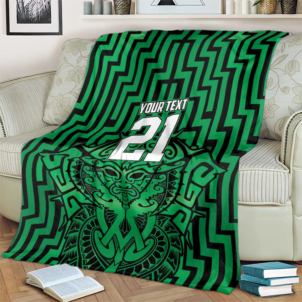 Custom Basketball New Zealand Blanket Green Maori Ta Moko Indigenous - Aussie Hoodie
