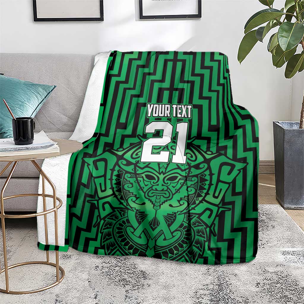 Custom Basketball New Zealand Blanket Green Maori Ta Moko Indigenous - Aussie Hoodie