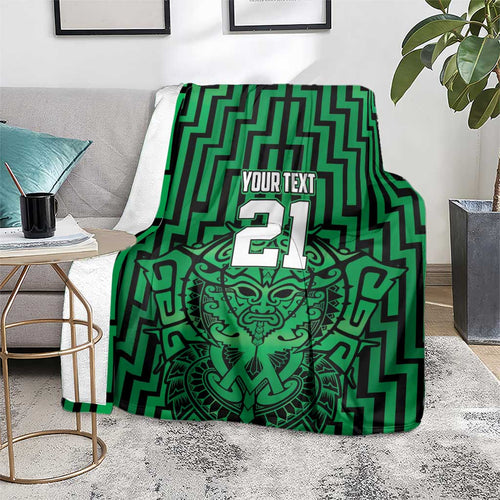 Custom Basketball New Zealand Blanket Green Maori Ta Moko Indigenous - Aussie Hoodie