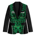 Custom Basketball New Zealand Blazer Green Maori Ta Moko Indigenous - Aussie Hoodie