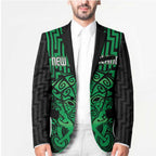 Custom Basketball New Zealand Blazer Green Maori Ta Moko Indigenous - Aussie Hoodie