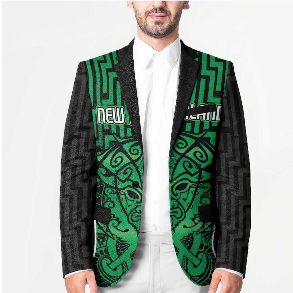 Custom Basketball New Zealand Blazer Green Maori Ta Moko Indigenous - Aussie Hoodie
