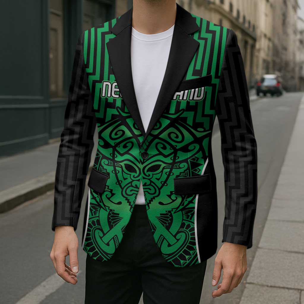 Custom Basketball New Zealand Blazer Green Maori Ta Moko Indigenous - Aussie Hoodie