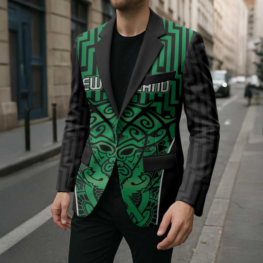 Custom Basketball New Zealand Blazer Green Maori Ta Moko Indigenous - Aussie Hoodie