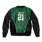 Custom Basketball New Zealand Bomber Jacket Green Maori Ta Moko Indigenous - Aussie Hoodie
