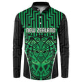 Custom Basketball New Zealand Button Sweatshirt Green Maori Ta Moko Indigenous - Aussie Hoodie