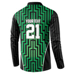 Custom Basketball New Zealand Button Sweatshirt Green Maori Ta Moko Indigenous - Aussie Hoodie