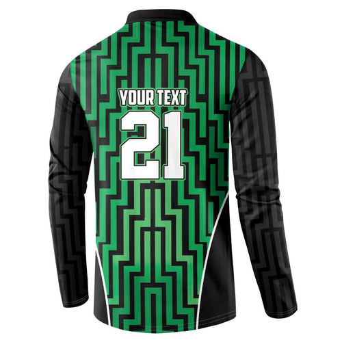 Custom Basketball New Zealand Button Sweatshirt Green Maori Ta Moko Indigenous - Aussie Hoodie