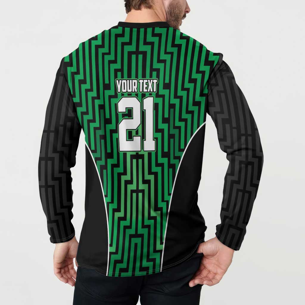 Custom Basketball New Zealand Button Sweatshirt Green Maori Ta Moko Indigenous - Aussie Hoodie
