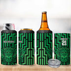 Custom Basketball New Zealand 4 in 1 Can Cooler Tumbler Green Maori Ta Moko Indigenous - Aussie Hoodie