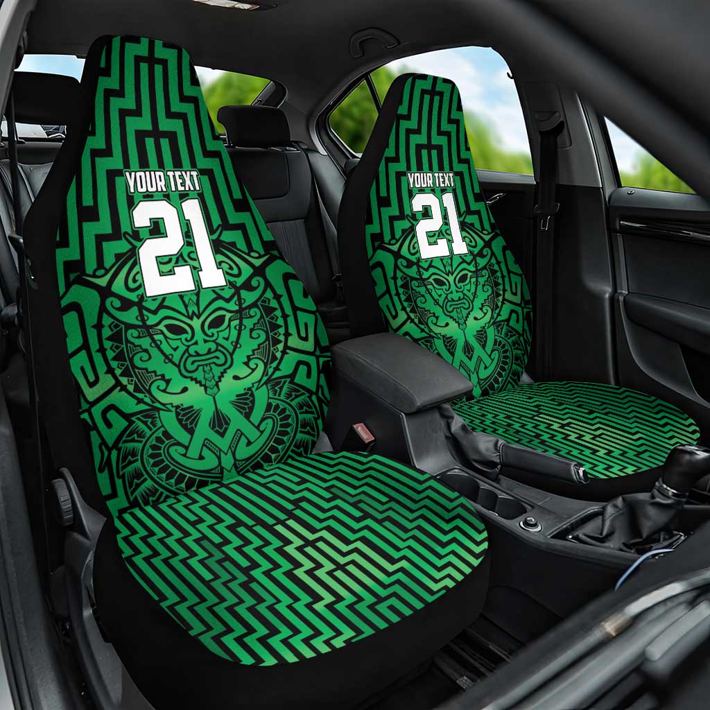Custom Basketball New Zealand Car Seat Cover Green Maori Ta Moko Indigenous - Aussie Hoodie