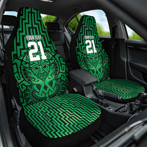 Custom Basketball New Zealand Car Seat Cover Green Maori Ta Moko Indigenous - Aussie Hoodie