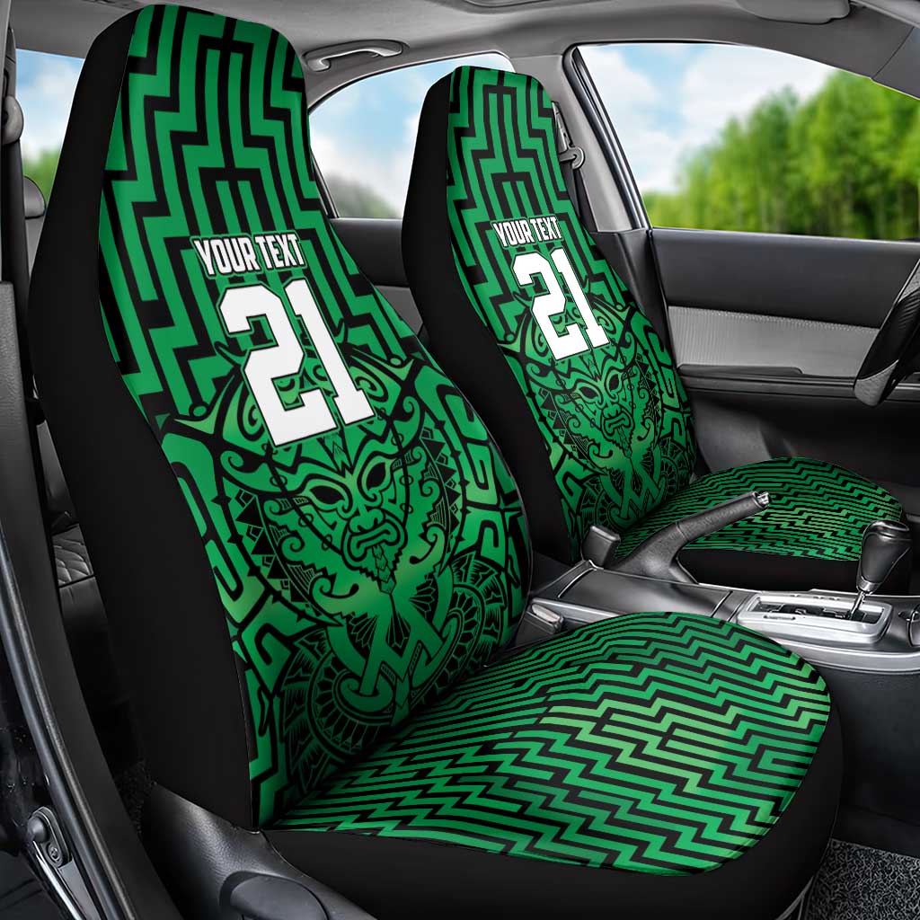 Custom Basketball New Zealand Car Seat Cover Green Maori Ta Moko Indigenous - Aussie Hoodie
