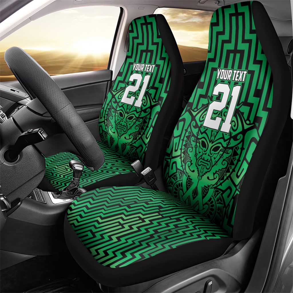 Custom Basketball New Zealand Car Seat Cover Green Maori Ta Moko Indigenous - Aussie Hoodie