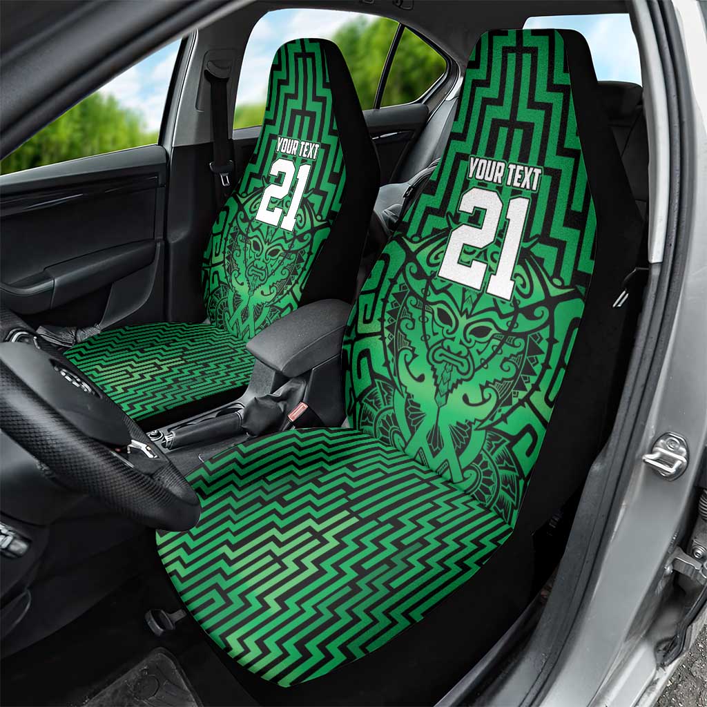 Custom Basketball New Zealand Car Seat Cover Green Maori Ta Moko Indigenous - Aussie Hoodie