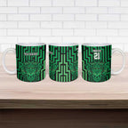 Custom Basketball New Zealand Ceramic Mug Green Maori Ta Moko Indigenous - Aussie Hoodie