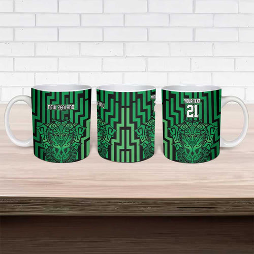 Custom Basketball New Zealand Ceramic Mug Green Maori Ta Moko Indigenous - Aussie Hoodie