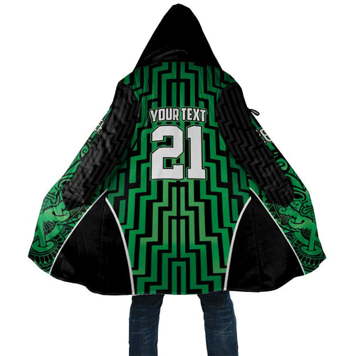 Custom Basketball New Zealand Cloak Green Maori Ta Moko Indigenous - Aussie Hoodie