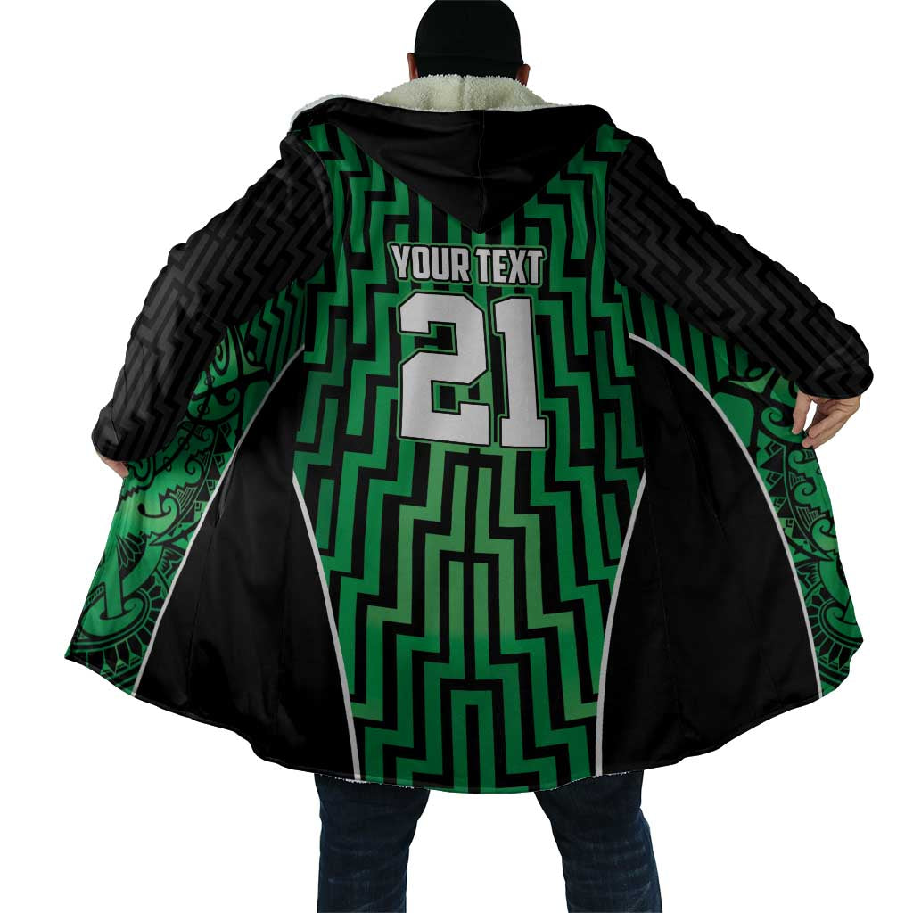 Custom Basketball New Zealand Cloak Green Maori Ta Moko Indigenous - Aussie Hoodie