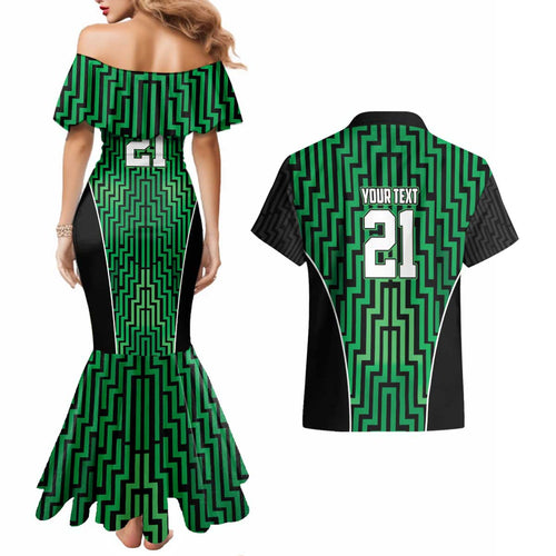 Custom Basketball New Zealand Couples Matching Mermaid Dress and Hawaiian Shirt Green Maori Ta Moko Indigenous - Aussie Hoodie
