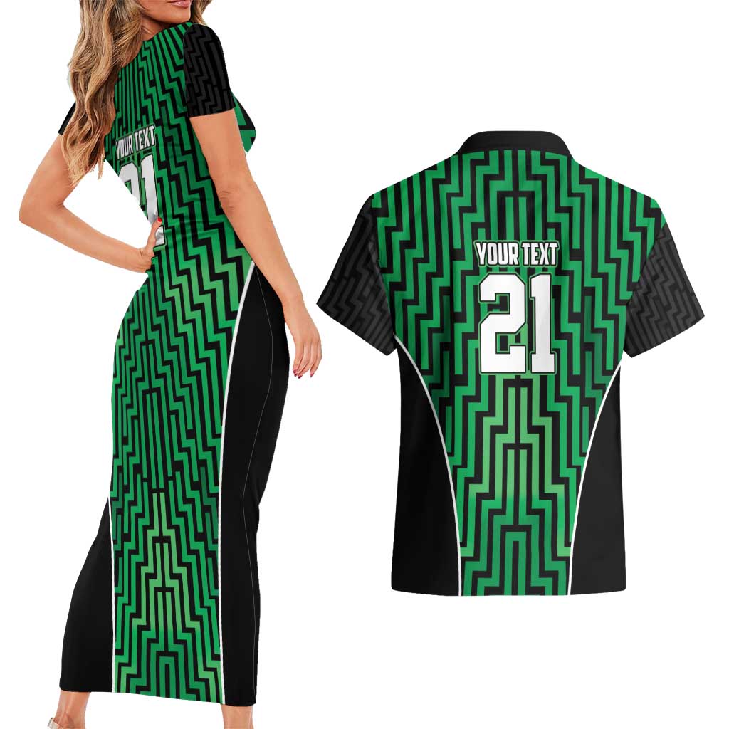 Custom Basketball New Zealand Couples Matching Short Sleeve Bodycon Dress and Hawaiian Shirt Green Maori Ta Moko Indigenous - Aussie Hoodie