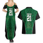 Custom Basketball New Zealand Couples Matching Summer Maxi Dress and Hawaiian Shirt Green Maori Ta Moko Indigenous - Aussie Hoodie