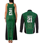 Custom Basketball New Zealand Couples Matching Tank Maxi Dress and Long Sleeve Button Shirt Green Maori Ta Moko Indigenous - Aussie Hoodie