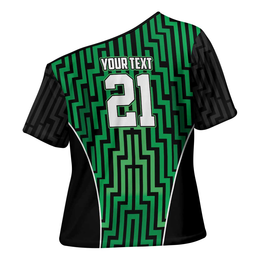 Custom Basketball New Zealand Cross Shoulder Shirt Green Maori Ta Moko Indigenous - Aussie Hoodie